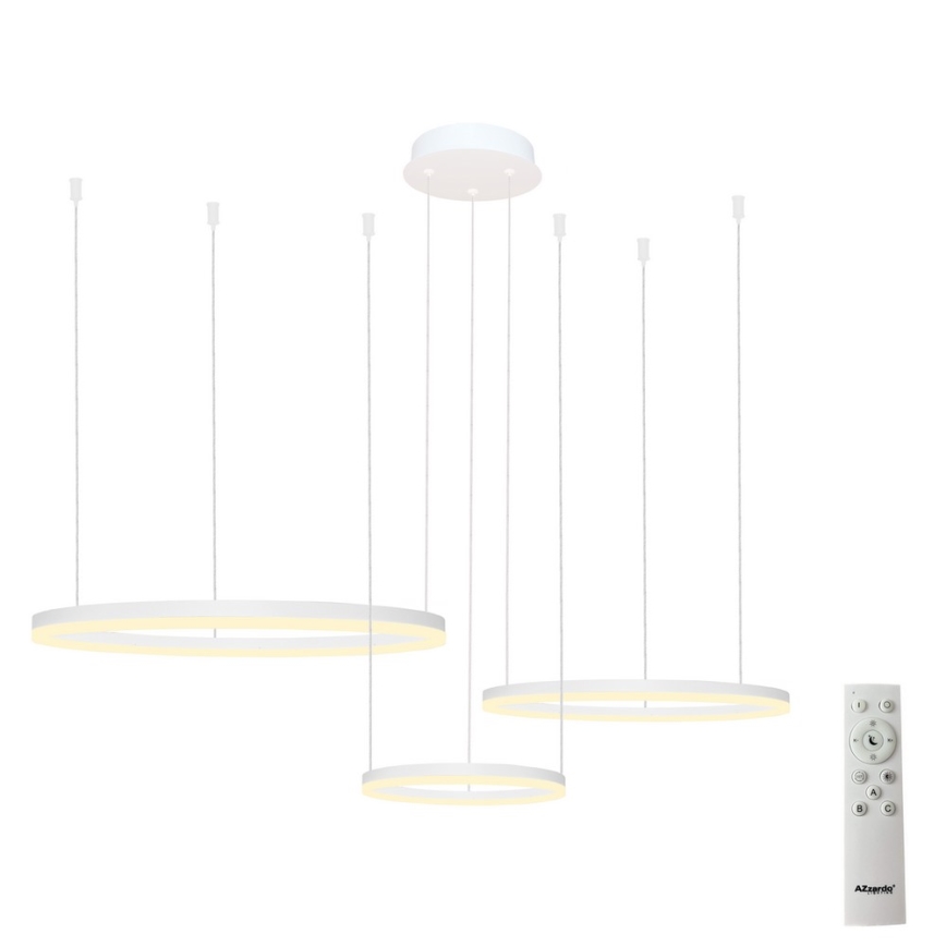 Azzardo AZ4971 - Led Dimmable κρεμαστό φωτιστικό οροφής HALO LED/120W/230V λευκό + τηλεχειριστήριο