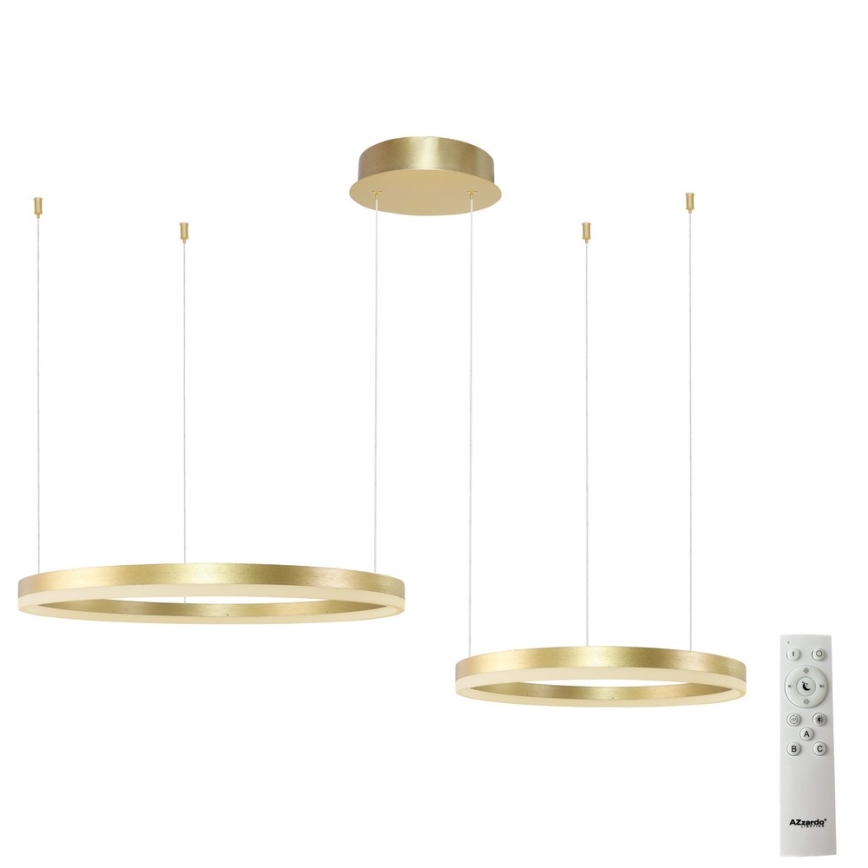 Azzardo AZ4979 - Led Dimmable κρεμαστό φωτιστικό οροφής HALO LED/90W/230V χρυσαφί + τηλεχειριστήριο