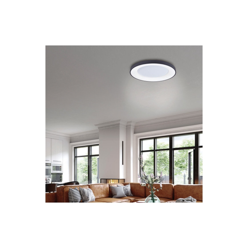 Azzardo AZ4995 - LED Dimmable φωτιστικό οροφής SANTANA LED/80W/230V μαύρο + τηλεχειριστήριο