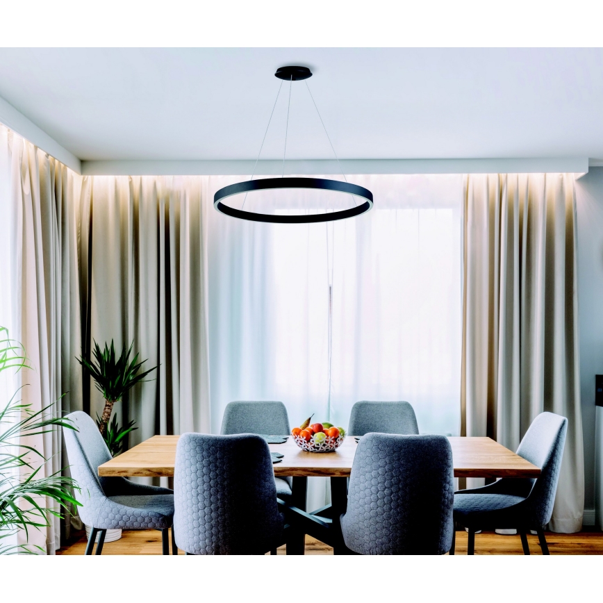 Azzardo AZ5050 - Led Dimmable κρεμαστό φωτιστικό οροφής MARCO LED/80W/230V μαύρο + τηλεχειριστήριο