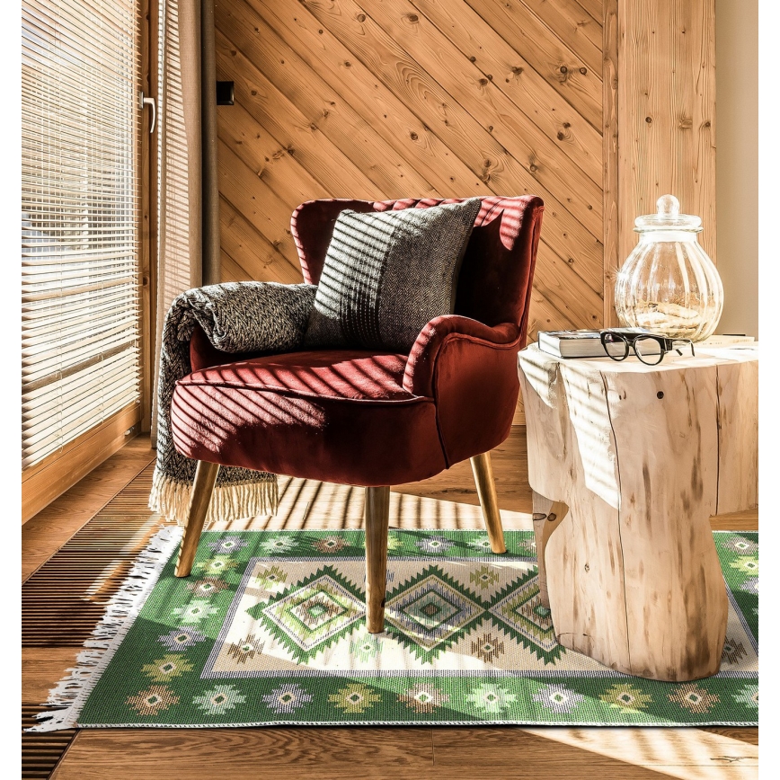 Αμφίπλευρο ανατολίτικο χαλί KILIM 80x150 cm πράσινο/μπεζ