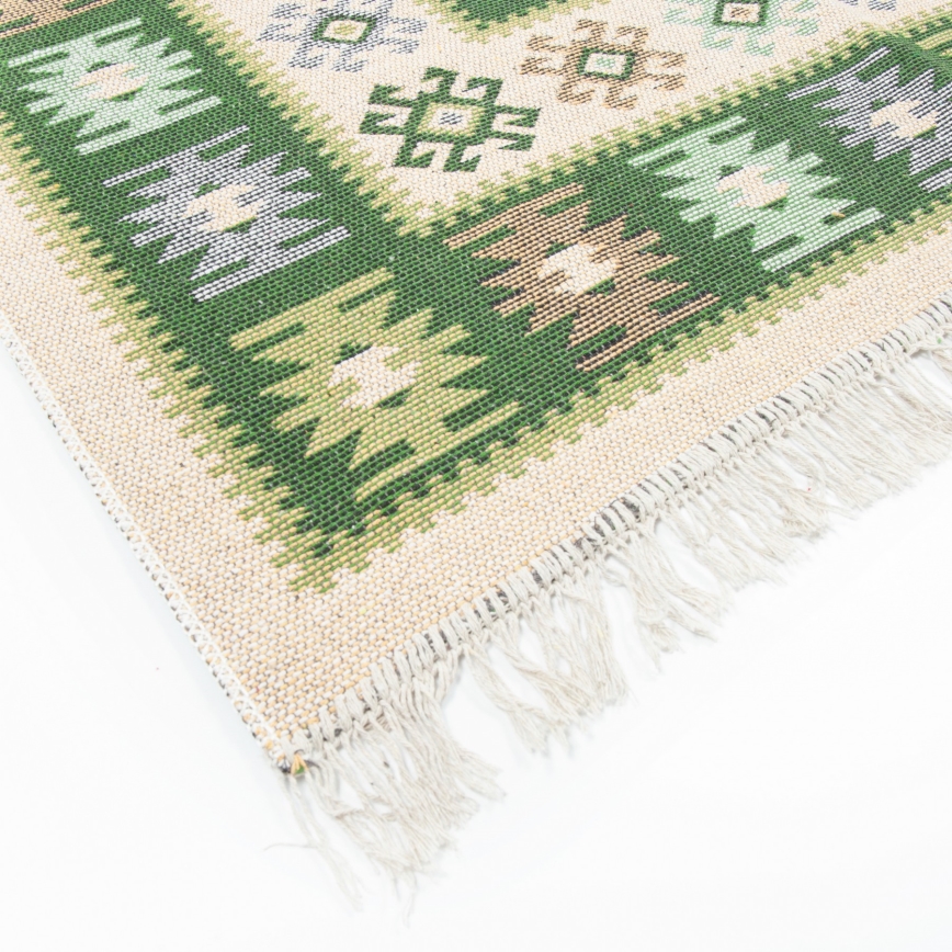 Αμφίπλευρο ανατολίτικο χαλί KILIM 80x150 cm πράσινο/μπεζ