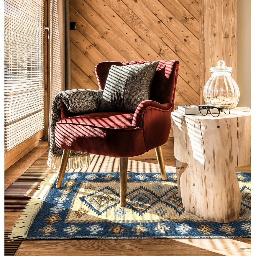 Αμφίπλευρο ανατολίτικο χαλί KILIM 80x150 cm μπλε/μπεζ