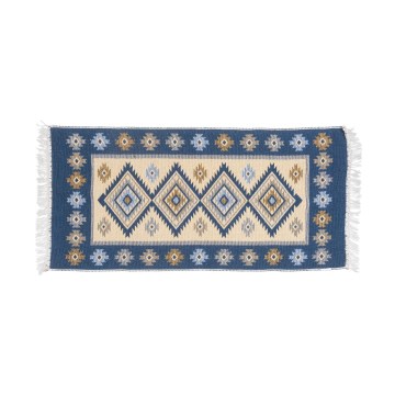 Αμφίπλευρο ανατολίτικο χαλί KILIM 80x150 cm — μπλε/μπεζ