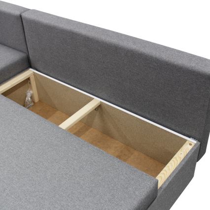 Αναστρέψιμος γωνιακός καναπές-κρεβάτι σχήματος L με αποθηκευτικό χώρο ALMEIDA γκρι