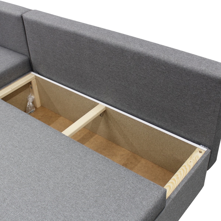 Αναστρέψιμος γωνιακός καναπές-κρεβάτι σχήματος L με αποθηκευτικό χώρο ALMEIDA γκρι