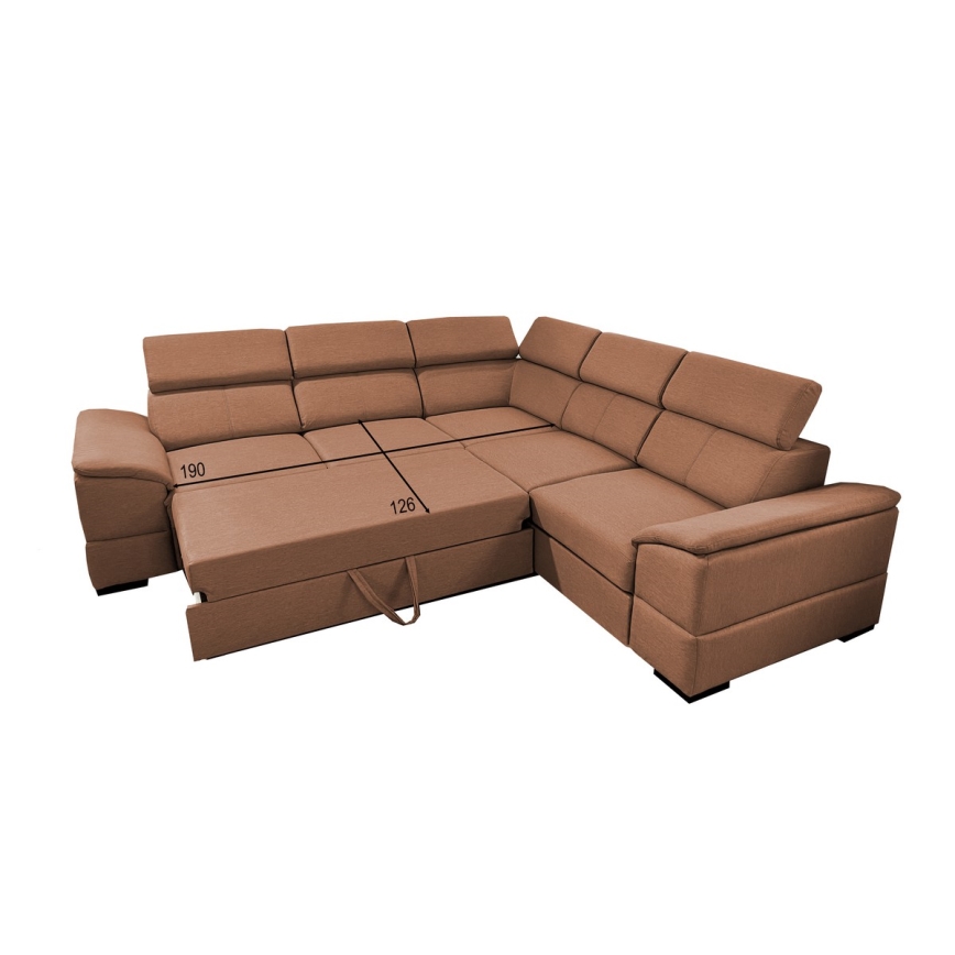 Αναστρέψιμος γωνιακός καναπές-κρεβάτι με χώρο αποθήκευσης GRANADA, καφέ