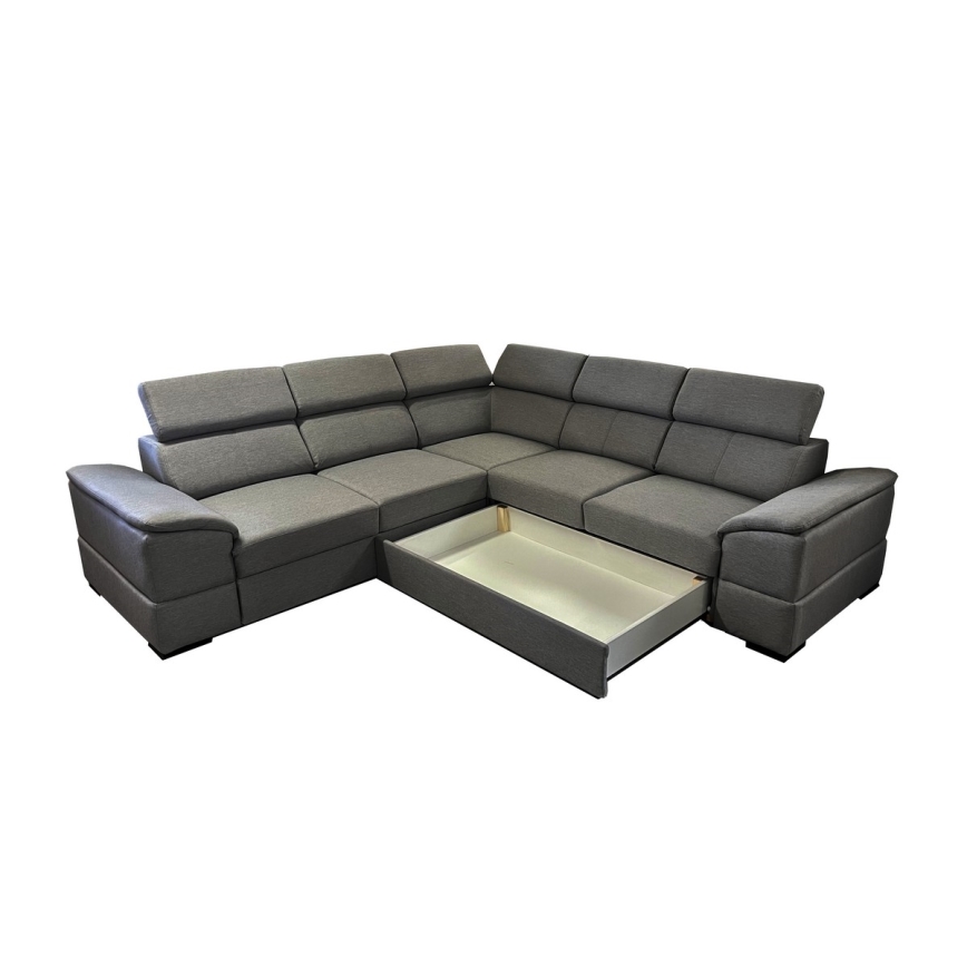 Αναστρέψιμος γωνιακός καναπές-κρεβάτι με αποθηκευτικό χώρο GRANADA σκούρο γκρι