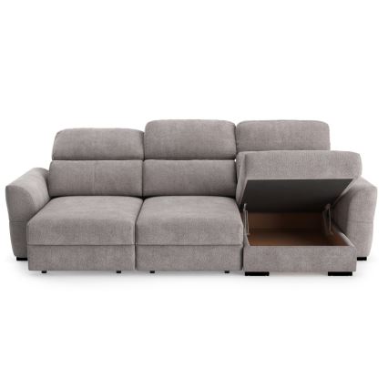 Αναστρέψιμος τριθέσιος γωνιακός καναπές-κρεβάτι με αποθηκευτικό χώρο TRENTO taupe