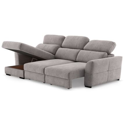 Αναστρέψιμος τριθέσιος γωνιακός καναπές-κρεβάτι με αποθηκευτικό χώρο TRENTO taupe