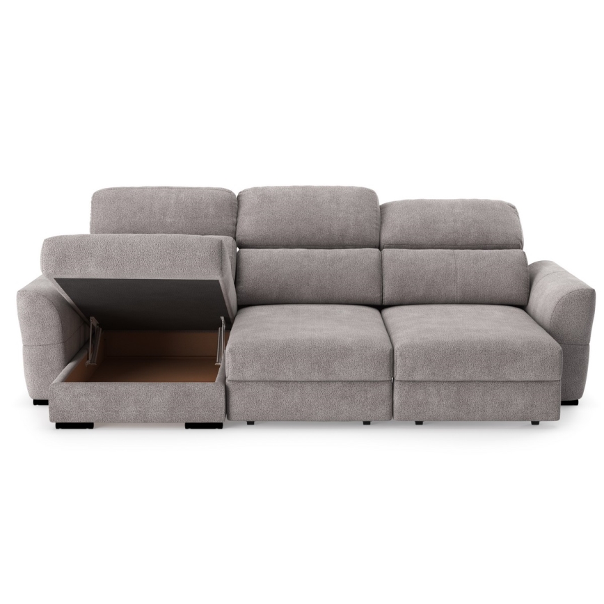 Αναστρέψιμος τριθέσιος γωνιακός καναπές-κρεβάτι με αποθηκευτικό χώρο TRENTO taupe