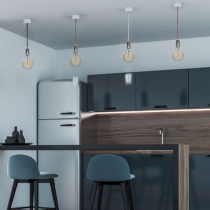 Ανάρτηση με ροζέτα και ντουί 1xE27/60W/230V καφέ/γυαλιστερό χρώμιο