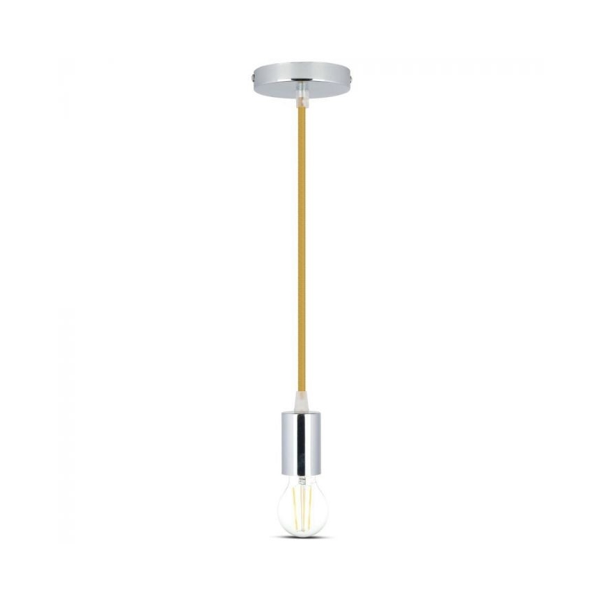 Ανάρτηση με ροζέτα και ντουί 1xE27/60W/230V καφέ/γυαλιστερό χρώμιο