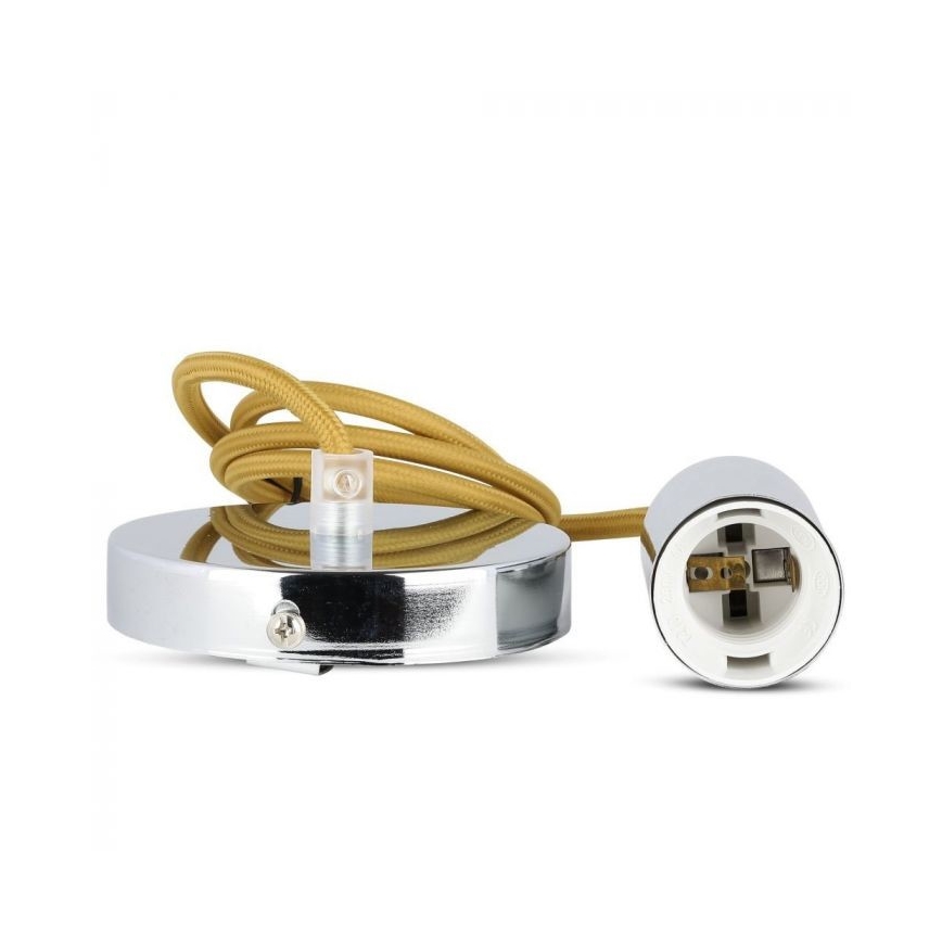 Ανάρτηση με ροζέτα και ντουί 1xE27/60W/230V καφέ/γυαλιστερό χρώμιο