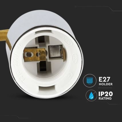 Ανάρτηση με ροζέτα και ντουί 1xE27/60W/230V καφέ/γυαλιστερό χρώμιο