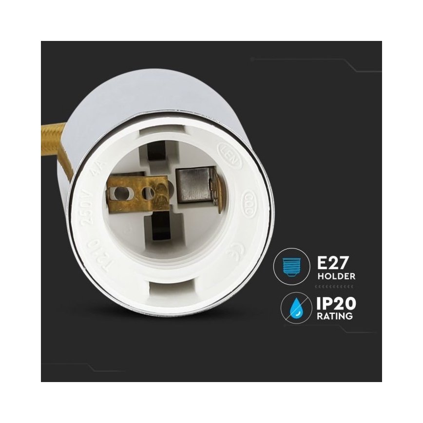 Ανάρτηση με ροζέτα και ντουί 1xE27/60W/230V καφέ/γυαλιστερό χρώμιο