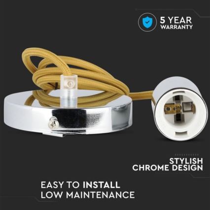 Ανάρτηση με ροζέτα και ντουί 1xE27/60W/230V καφέ/γυαλιστερό χρώμιο