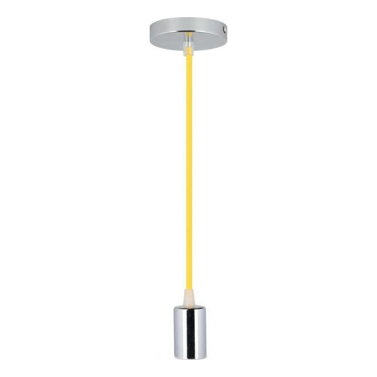 Ανάρτηση με ροζέτα και ντουί 1xE27/60W/230V κίτρινο/γυαλιστερό χρώμιο
