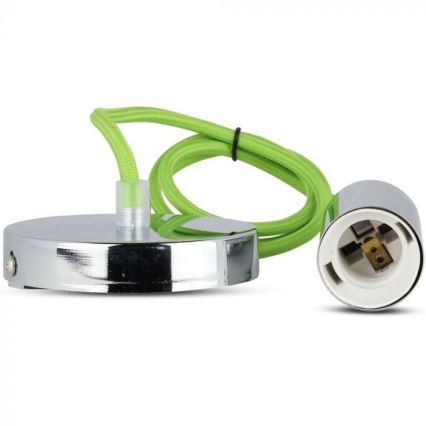 Ανάρτηση με ροζέτα και ντουί 1xE27/60W/230V πράσινο/γυαλιστερό χρώμιο