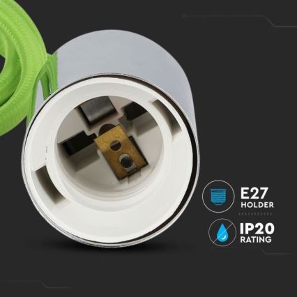 Ανάρτηση με ροζέτα και ντουί 1xE27/60W/230V πράσινο/γυαλιστερό χρώμιο