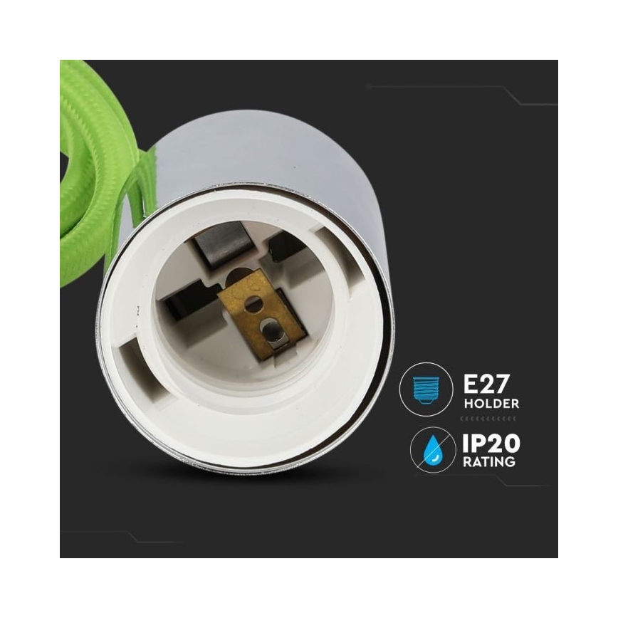 Ανάρτηση με ροζέτα και ντουί 1xE27/60W/230V πράσινο/γυαλιστερό χρώμιο