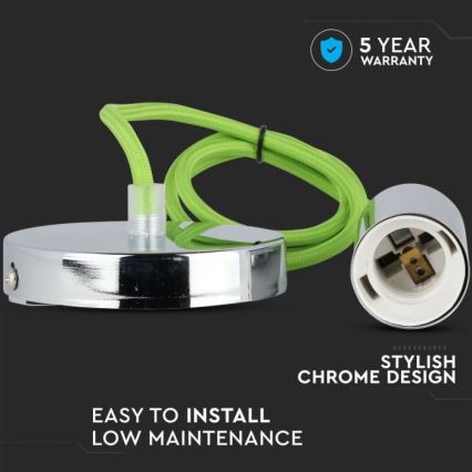 Ανάρτηση με ροζέτα και ντουί 1xE27/60W/230V πράσινο/γυαλιστερό χρώμιο