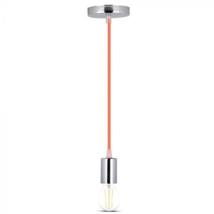 Ανάρτηση με ροζέτα και ντουί 1xE27/60W/230V πορτοκαλί/γυαλιστερό χρώμιο
