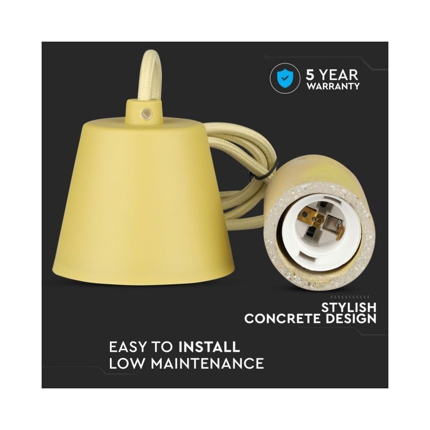 Ανάρτηση με ροζέτα και ντουί 1xE27/60W/230V τσιμέντο/κίτρινο