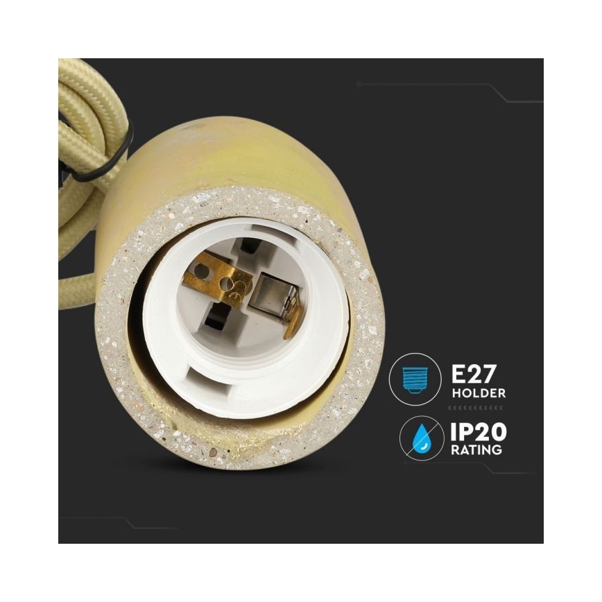 Ανάρτηση με ροζέτα και ντουί 1xE27/60W/230V τσιμέντο/κίτρινο