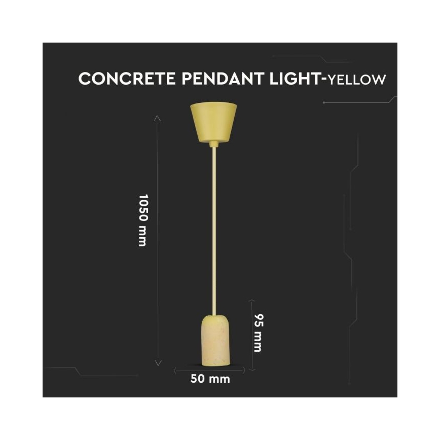 Ανάρτηση με ροζέτα και ντουί 1xE27/60W/230V τσιμέντο/κίτρινο