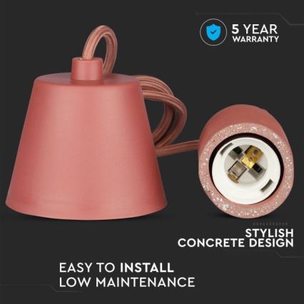 Ανάρτηση με ροζέτα και ντουί 1xE27/60W/230V τσιμέντο/κόκκινο