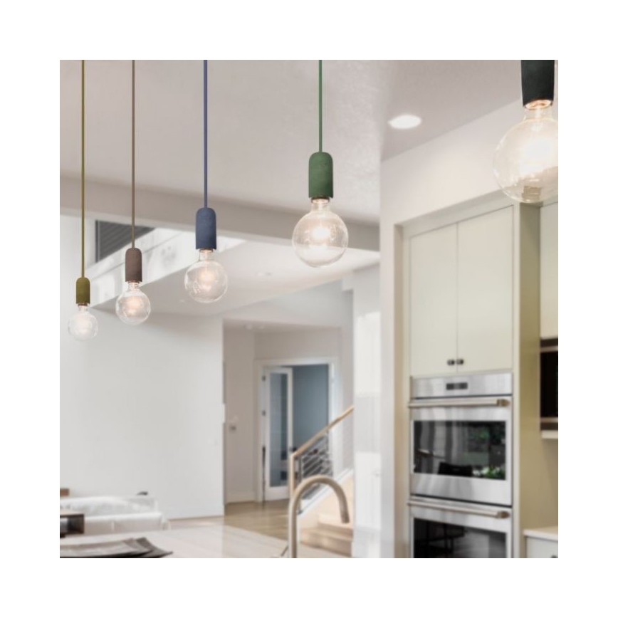 Ανάρτηση με ροζέτα και ντουί 1xE27/60W/230V τσιμέντο/πράσινο