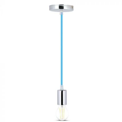 Ανάρτηση με ροζέτα και ντουί 1xE27/60W/230V μπλε/γυαλιστερό χρώμιο