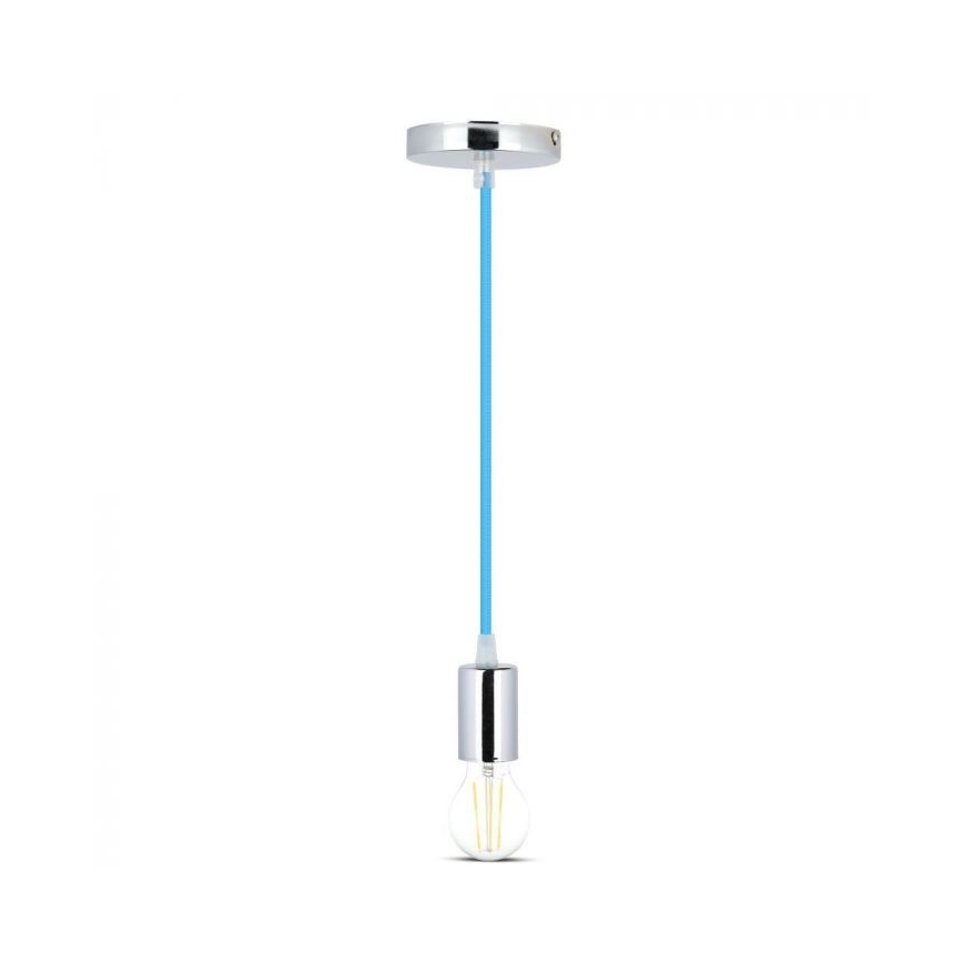 Ανάρτηση με ροζέτα και ντουί 1xE27/60W/230V μπλε/γυαλιστερό χρώμιο