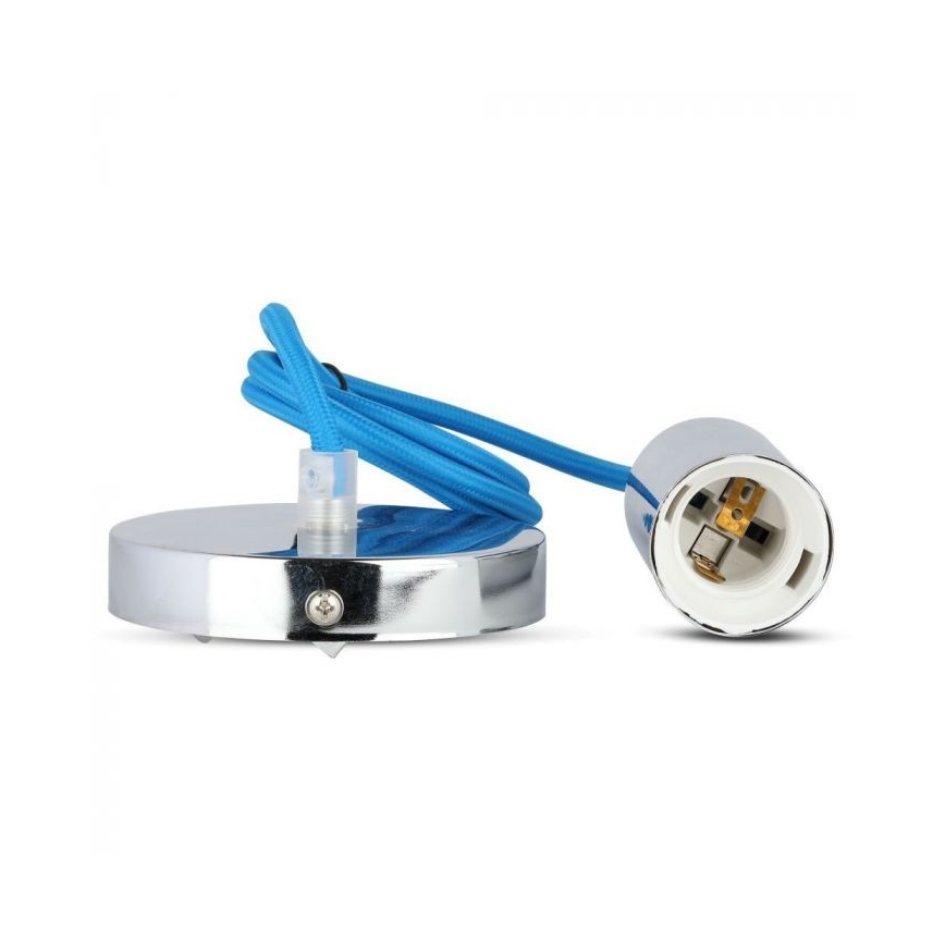 Ανάρτηση με ροζέτα και ντουί 1xE27/60W/230V μπλε/γυαλιστερό χρώμιο