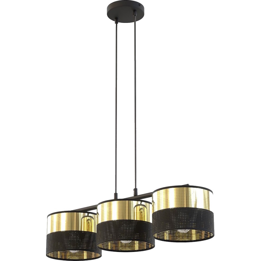 Αναρτώμενο φωτιστικό LUX σε καλώδιο 3xE27/15W/230V μαύρο/χρυσό