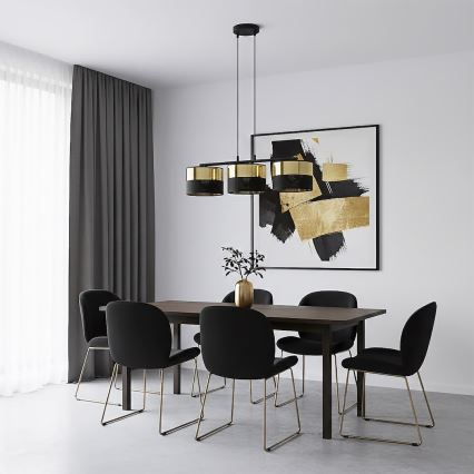 Αναρτώμενο φωτιστικό LUX σε καλώδιο 3xE27/15W/230V μαύρο/χρυσό