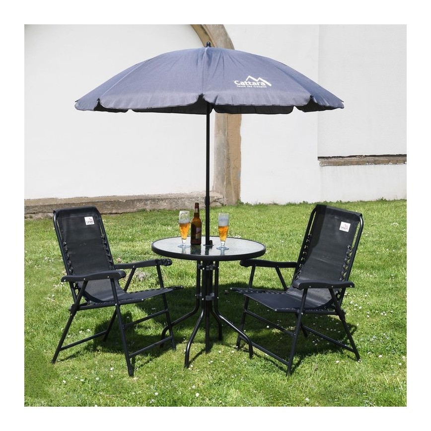 Αναδιπλούμενη κεκλιμένη ομπρέλα ηλίου διάμετρος 1,8 μ γκρι