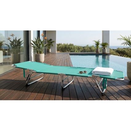 Αναδιπλούμενη ρυθμιζόμενη ξαπλώστρα SUNO 56x190 cm τιρκουάζ