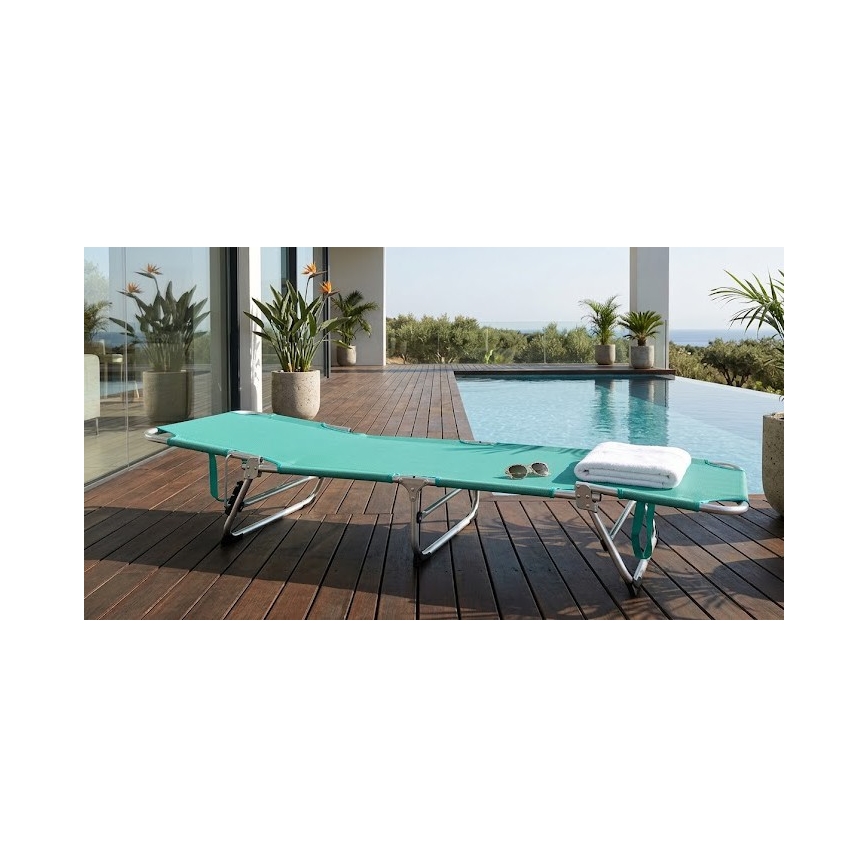 Αναδιπλούμενη ρυθμιζόμενη ξαπλώστρα SUNO 56x190 cm τιρκουάζ