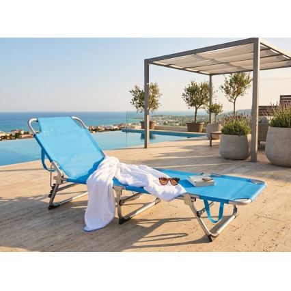 Αναδιπλούμενη ρυθμιζόμενη ξαπλώστρα SUNO 56x190 cm, μπλε