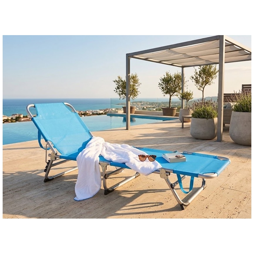 Αναδιπλούμενη ρυθμιζόμενη ξαπλώστρα SUNO 56x190 cm, μπλε
