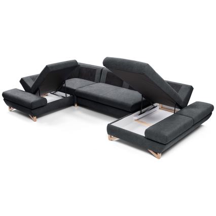 Αναδιπλούμενη γωνιακή επενδυμένη σύνθεση σε σχήμα U με αποθηκευτικό χώρο AVESTA, ανθρακί