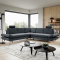 Αναδιπλούμενη γωνιακή επενδυμένη σύνθεση καθιστικού με αποθηκευτικό χώρο σε σχήμα L AVESTA ανθρακί