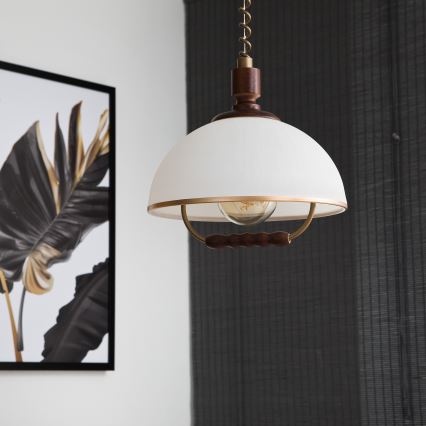 Αναδιπλούμενος πολυέλαιος RAMONA 1xE27/60W/230V μπεζ/σκούρο καφέ/πεύκο