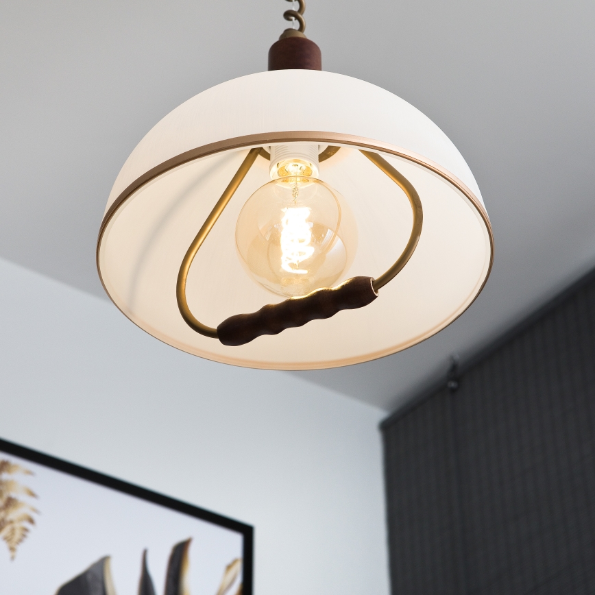 Αναδιπλούμενος πολυέλαιος RAMONA 1xE27/60W/230V μπεζ/σκούρο καφέ/πεύκο