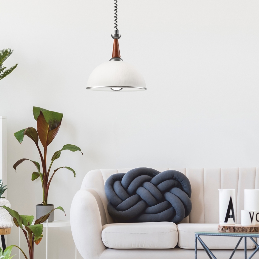 Αναδιπλούμενο φωτιστικό CHIARA 1xE27/60W/230V ασημί/καφέ/οξιά