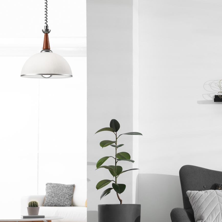 Αναδιπλούμενο φωτιστικό CHIARA 1xE27/60W/230V ασημί/καφέ/οξιά