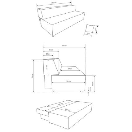 Αναδιπλούμενος τριθέσιος καναπές-κρεβάτι με αποθηκευτικό χώρο TERAMO, μπεζ
