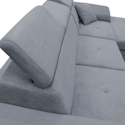 Ανοιγόμενη γωνιακή σύνθεση καθιστικού CASTELO σε σχήμα L, δεξιά, σκούρο γκρι, με αποθηκευτικό χώρο